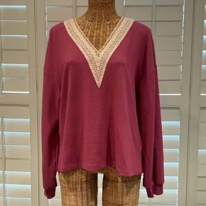 Women's Light Burgandy V-Neck Top